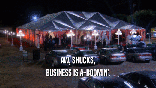AW, SHUCKS, BUSINESS IS A-BOOMIN'. 