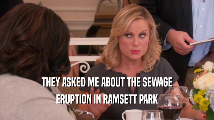 THEY ASKED ME ABOUT THE SEWAGE ERUPTION IN RAMSETT PARK 