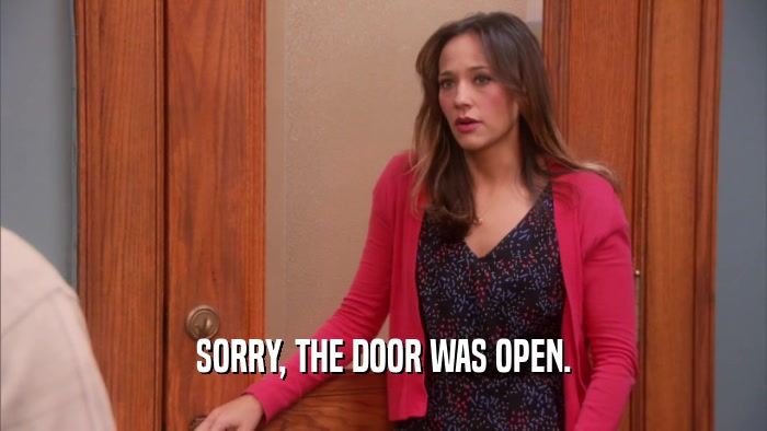SORRY, THE DOOR WAS OPEN.  