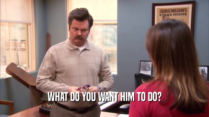 WHAT DO YOU WANT HIM TO DO?  