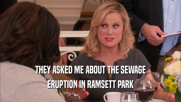 THEY ASKED ME ABOUT THE SEWAGE ERUPTION IN RAMSETT PARK 