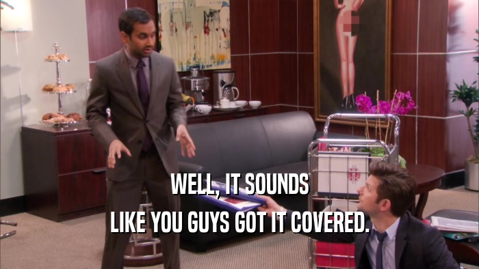 WELL, IT SOUNDS LIKE YOU GUYS GOT IT COVERED. 