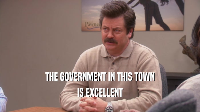 THE GOVERNMENT IN THIS TOWN IS EXCELLENT 