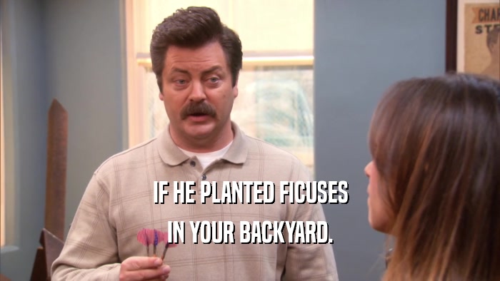 IF HE PLANTED FICUSES IN YOUR BACKYARD. 