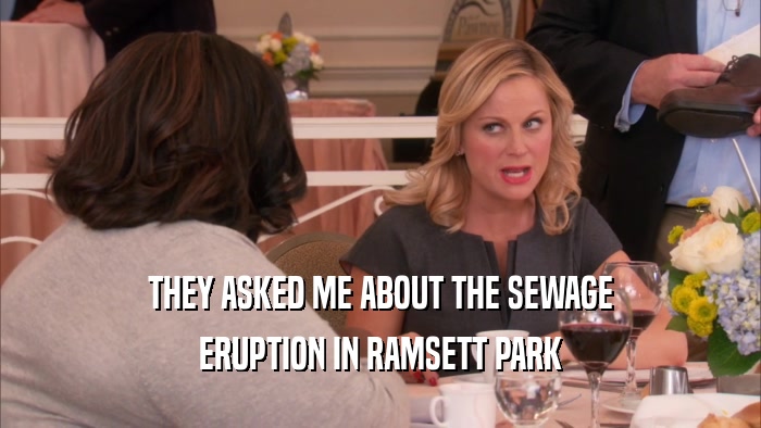 THEY ASKED ME ABOUT THE SEWAGE ERUPTION IN RAMSETT PARK 
