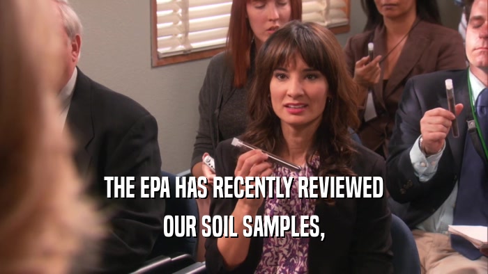 THE EPA HAS RECENTLY REVIEWED OUR SOIL SAMPLES, 