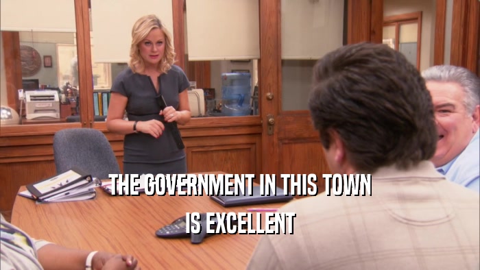 THE GOVERNMENT IN THIS TOWN IS EXCELLENT 