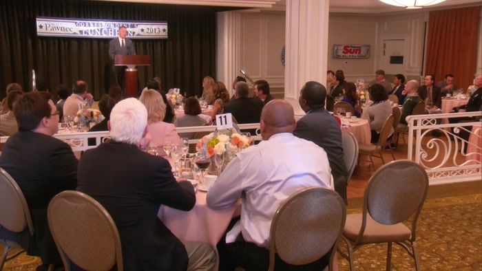 LADIES AND GENTLEMEN, WELCOME TO THE PAWNEE CORRESPONDENTS' LUNCH, 