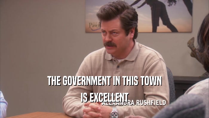 THE GOVERNMENT IN THIS TOWN IS EXCELLENT 