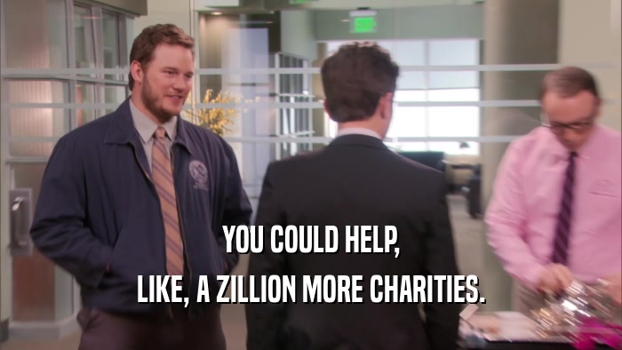 YOU COULD HELP, LIKE, A ZILLION MORE CHARITIES. 
