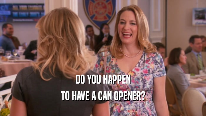 DO YOU HAPPEN TO HAVE A CAN OPENER? 