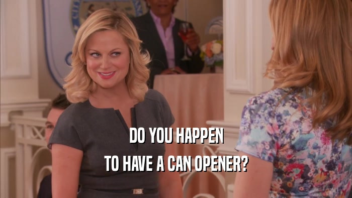 DO YOU HAPPEN TO HAVE A CAN OPENER? 