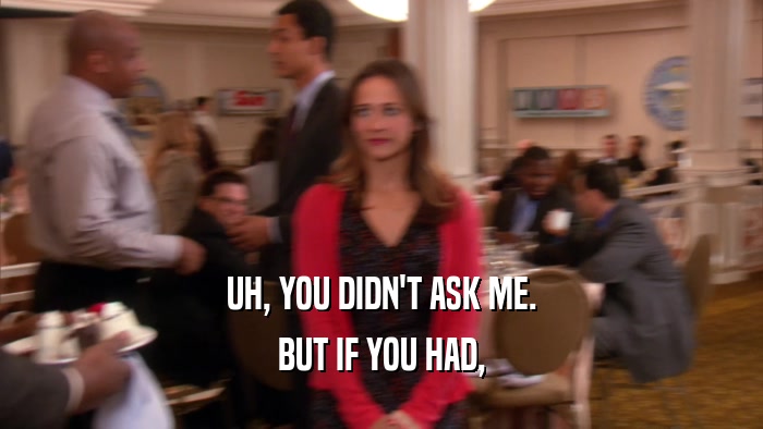 UH, YOU DIDN'T ASK ME. BUT IF YOU HAD, 