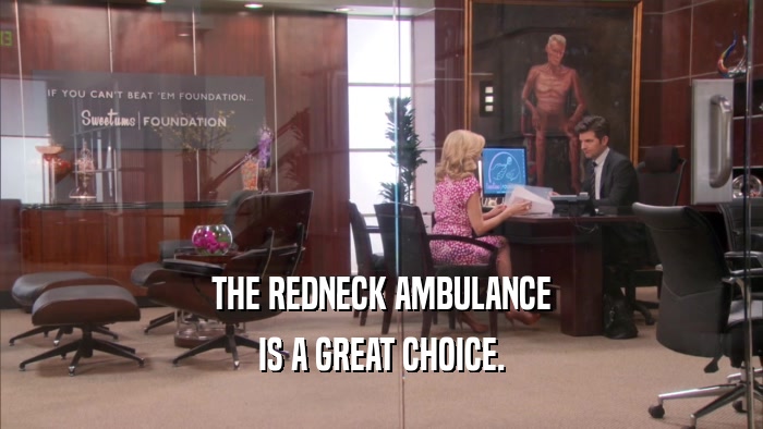 THE REDNECK AMBULANCE IS A GREAT CHOICE. 