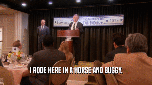 I RODE HERE IN A HORSE AND BUGGY.  