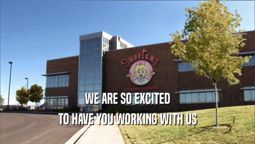 WE ARE SO EXCITED TO HAVE YOU WORKING WITH US 