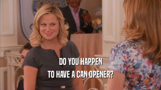 DO YOU HAPPEN TO HAVE A CAN OPENER? 