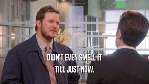 DIDN'T EVEN SMELL IT TILL JUST NOW. 