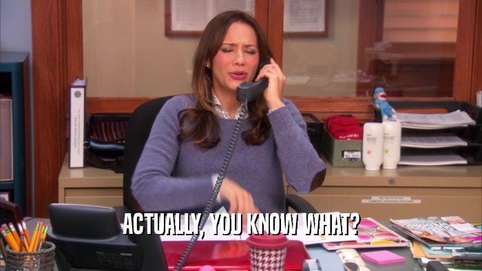 ACTUALLY, YOU KNOW WHAT?  