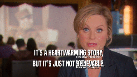 IT'S A HEARTWARMING STORY, BUT IT'S JUST NOT BELIEVABLE. 