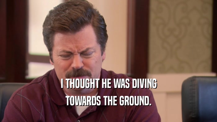 I THOUGHT HE WAS DIVING TOWARDS THE GROUND. 