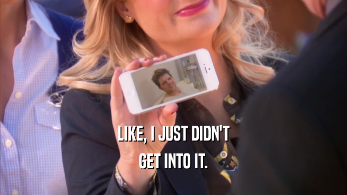 LIKE, I JUST DIDN'T GET INTO IT. 
