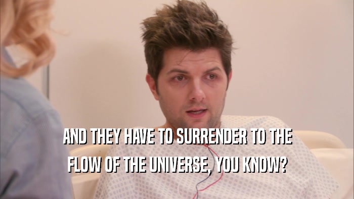 AND THEY HAVE TO SURRENDER TO THE FLOW OF THE UNIVERSE, YOU KNOW? 