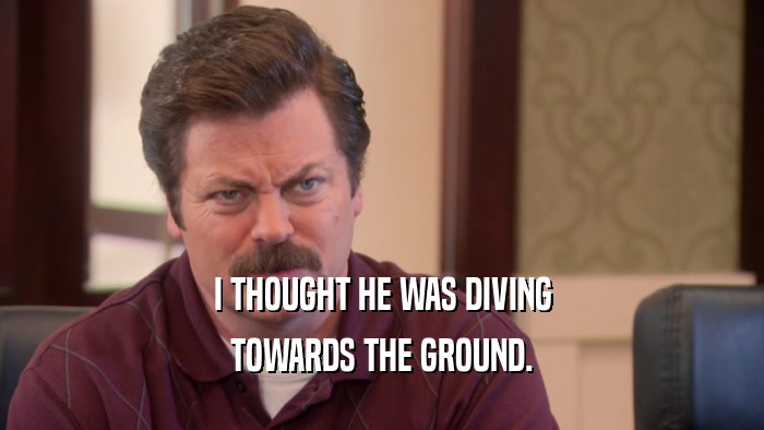 I THOUGHT HE WAS DIVING TOWARDS THE GROUND. 