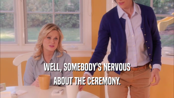 WELL, SOMEBODY'S NERVOUS ABOUT THE CEREMONY. 