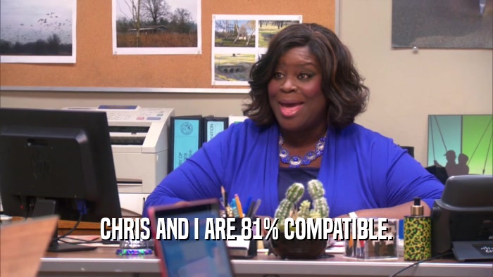 CHRIS AND I ARE 81% COMPATIBLE.  