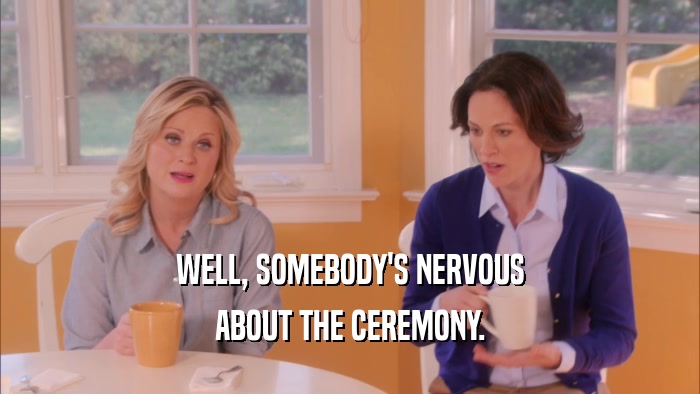 WELL, SOMEBODY'S NERVOUS ABOUT THE CEREMONY. 