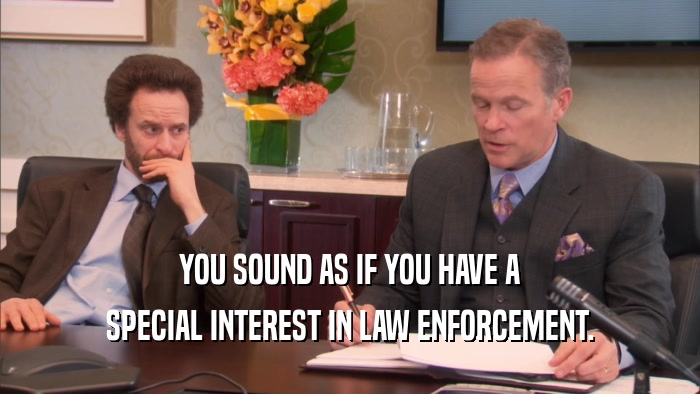YOU SOUND AS IF YOU HAVE A SPECIAL INTEREST IN LAW ENFORCEMENT. 