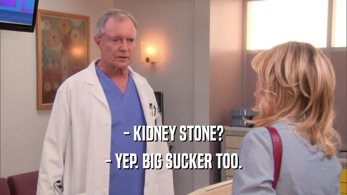 - KIDNEY STONE? - YEP. BIG SUCKER TOO. 