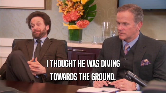 I THOUGHT HE WAS DIVING TOWARDS THE GROUND. 
