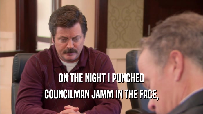 ON THE NIGHT I PUNCHED COUNCILMAN JAMM IN THE FACE, 