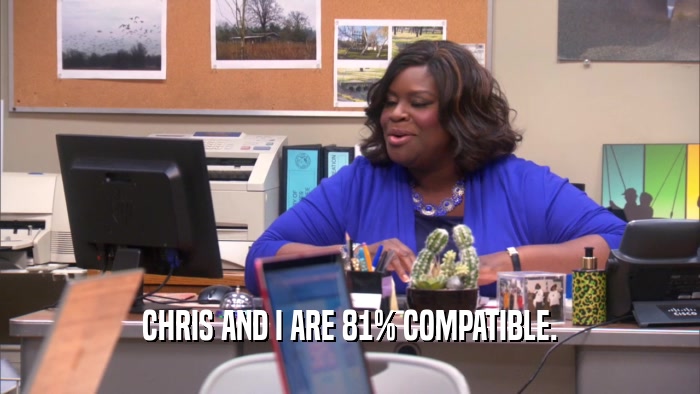 CHRIS AND I ARE 81% COMPATIBLE.  