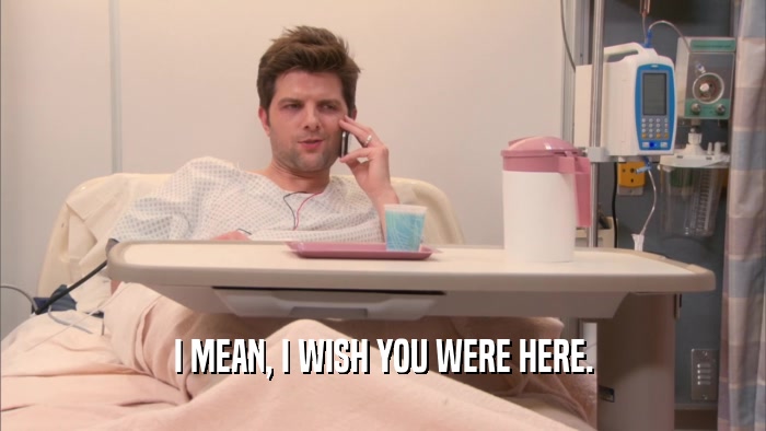 I MEAN, I WISH YOU WERE HERE.  