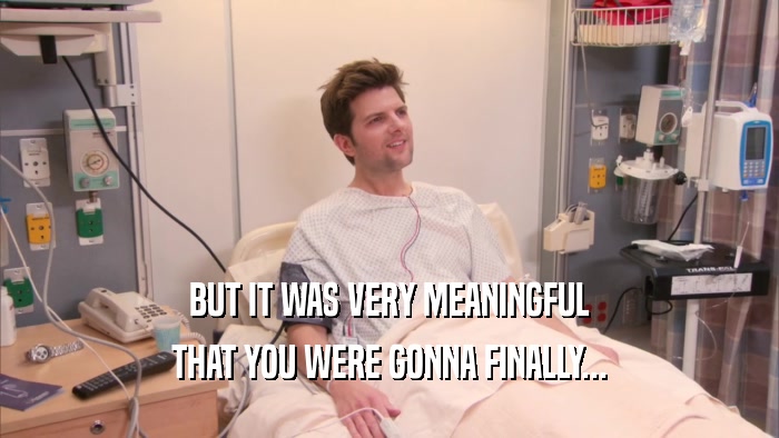 BUT IT WAS VERY MEANINGFUL THAT YOU WERE GONNA FINALLY... 