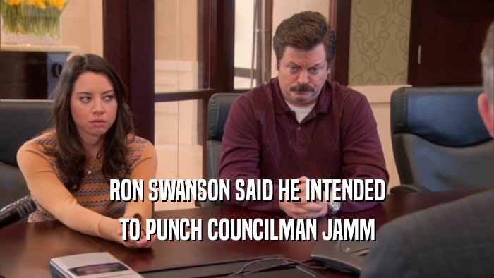 RON SWANSON SAID HE INTENDED TO PUNCH COUNCILMAN JAMM 