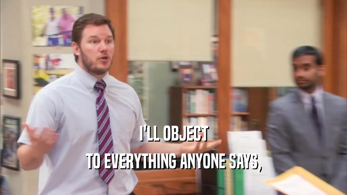 I'LL OBJECT TO EVERYTHING ANYONE SAYS, 