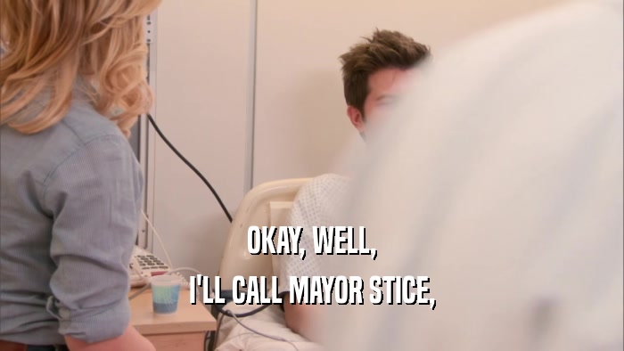 OKAY, WELL, I'LL CALL MAYOR STICE, 