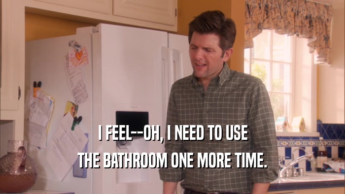 I FEEL--OH, I NEED TO USE THE BATHROOM ONE MORE TIME. 