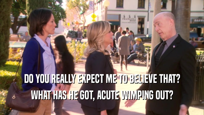 DO YOU REALLY EXPECT ME TO BELIEVE THAT? WHAT HAS HE GOT, ACUTE WIMPING OUT? 
