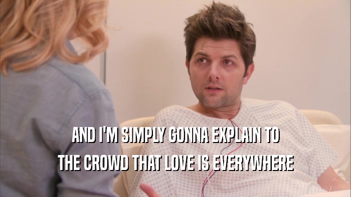 AND I'M SIMPLY GONNA EXPLAIN TO THE CROWD THAT LOVE IS EVERYWHERE 