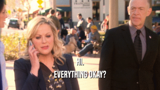 HI. EVERYTHING OKAY? 