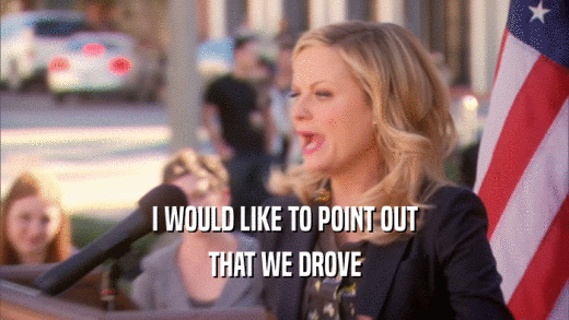 I WOULD LIKE TO POINT OUT THAT WE DROVE 