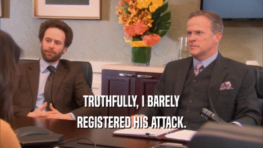 TRUTHFULLY, I BARELY REGISTERED HIS ATTACK. 