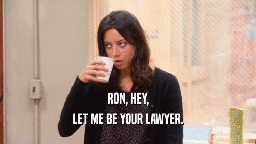 RON, HEY, LET ME BE YOUR LAWYER. 