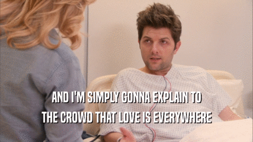 AND I'M SIMPLY GONNA EXPLAIN TO THE CROWD THAT LOVE IS EVERYWHERE 