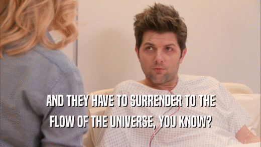 AND THEY HAVE TO SURRENDER TO THE FLOW OF THE UNIVERSE, YOU KNOW? 